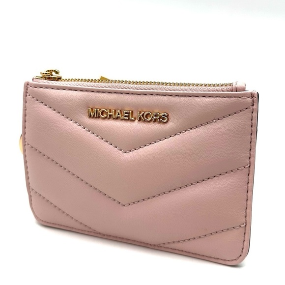 Michael Kors Jet Set Travel Small Top Zip Coin Pouch with ID Holder Powder Blush - Picture 2 of 8